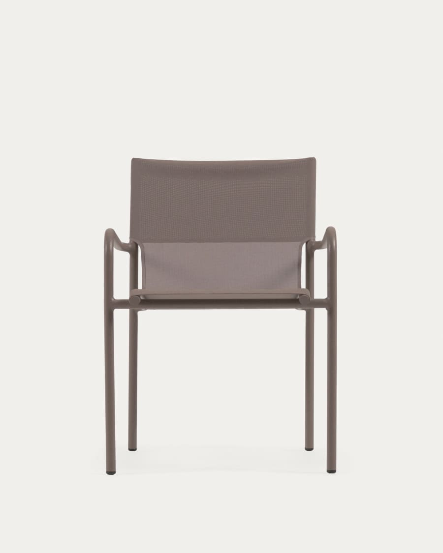 Zaltana stackable outdoor chair in aluminium with matt brown painted finish