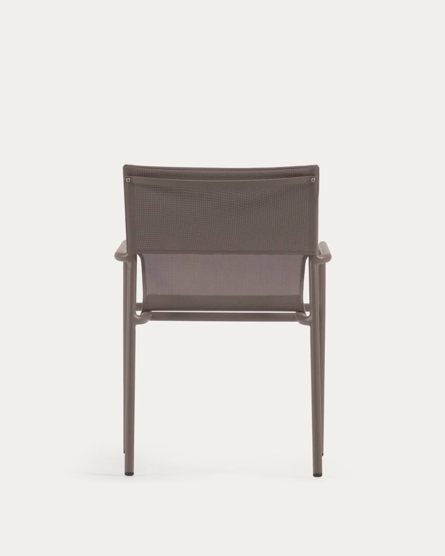 Zaltana stackable outdoor chair in aluminium with matt brown painted finish