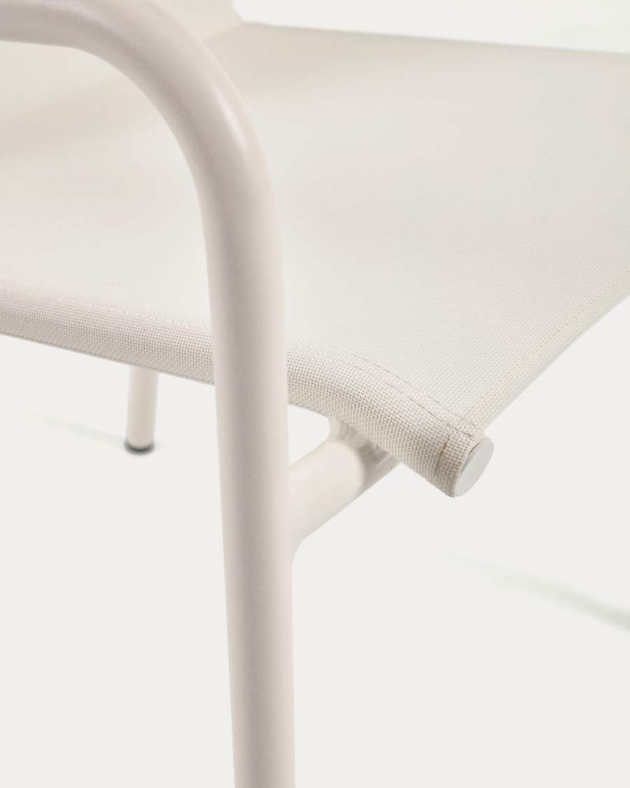 Zaltana stackable outdoor chair in aluminium with a matte white painted finish