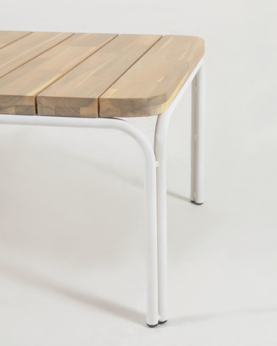 Table basse Cailin bois acacia et pieds en acier galvanisé blanc 100x60cm FSC 100 %