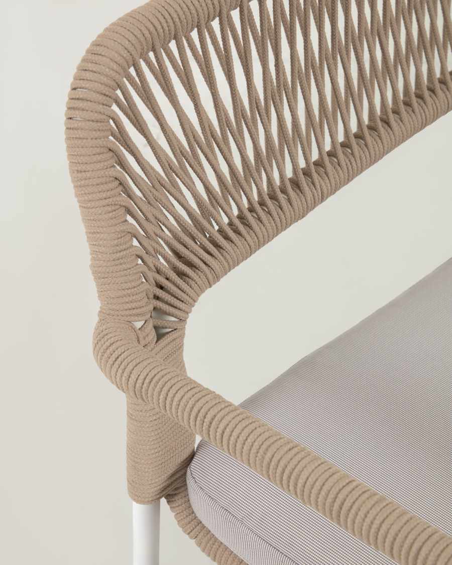 Cailin 2-Sitzer Sofa beiges Seil und verzinkte Stahlbeine weiß 150 cm