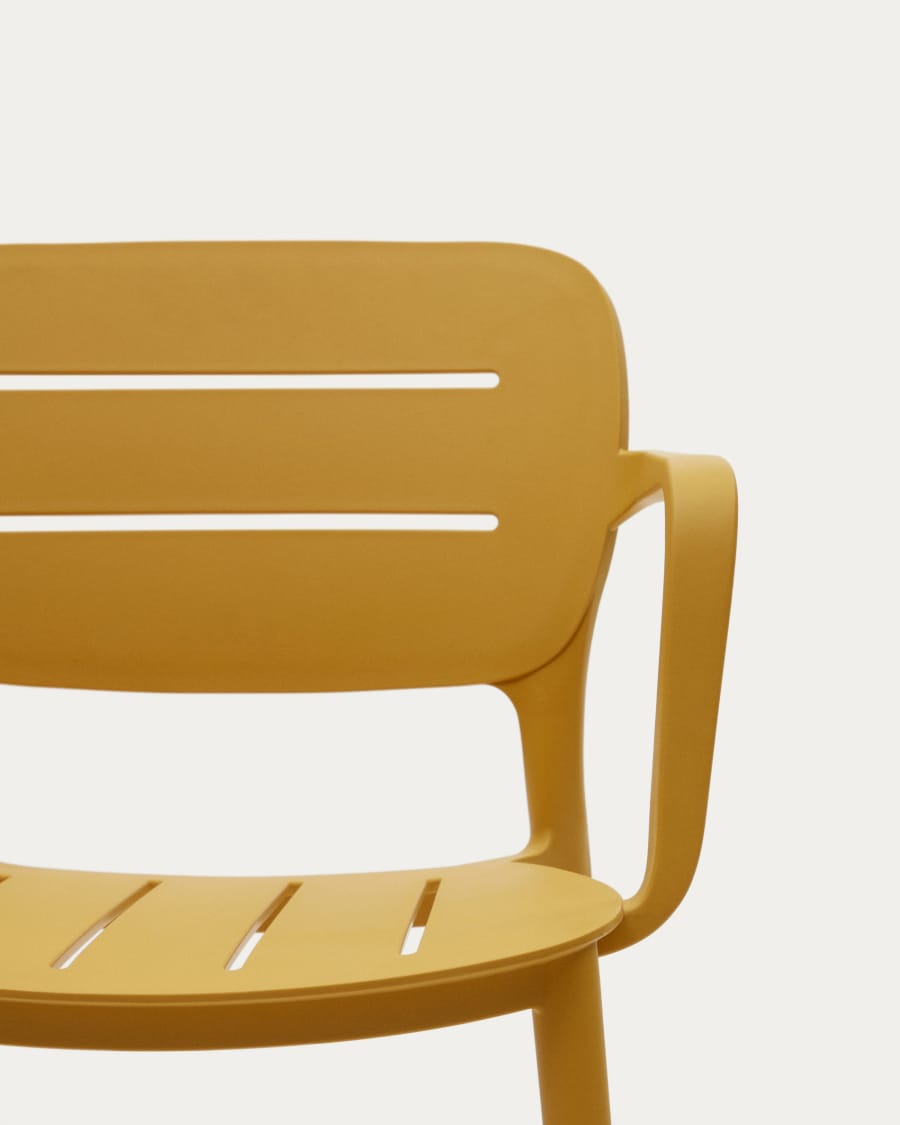Morella stackable outdoor chair in mustard