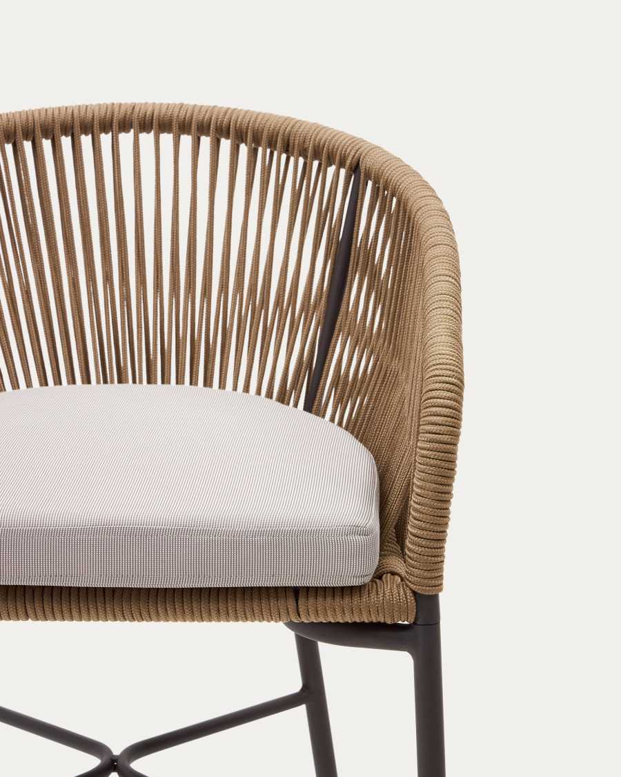 Yanet Hocker aus beigem Seil und verzinktem Stahl Höhe 80 cm