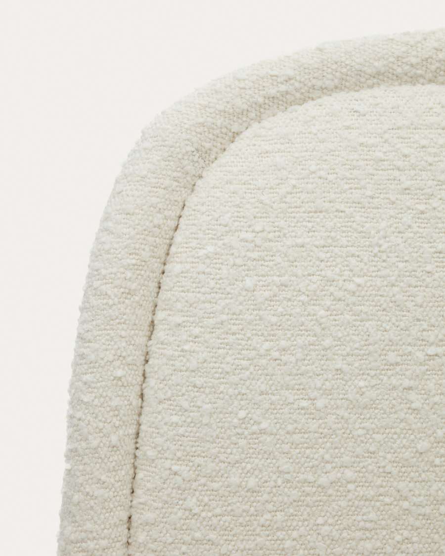 Aimin chair in white bouclé and steel legs with a matte beige painted finish