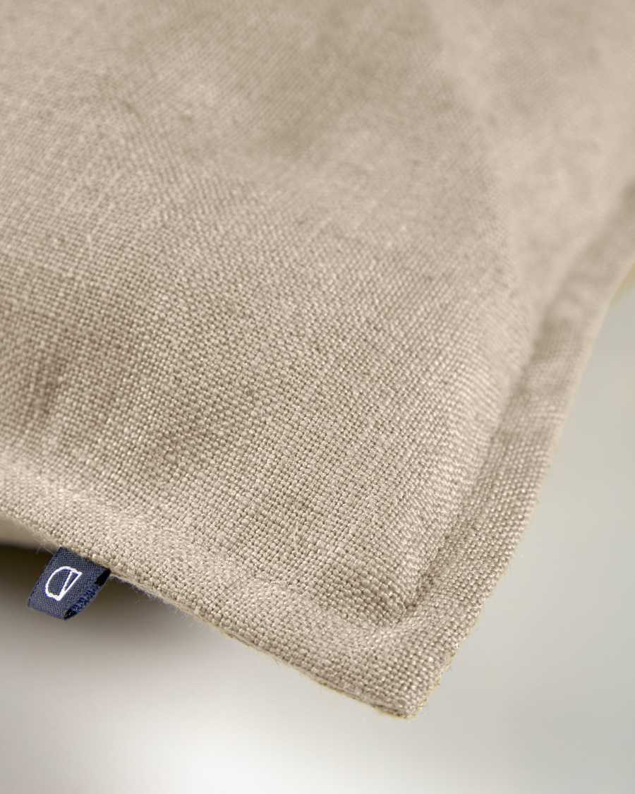 Funda de coixí Blok de lli beix 45 x 45 cm