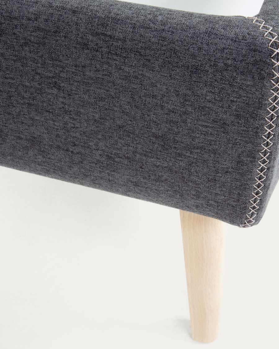 Dyla Bett mit abnehmbarem Bezug Schwarz Beine massive Buche für Matratze von 90 x 190 cm