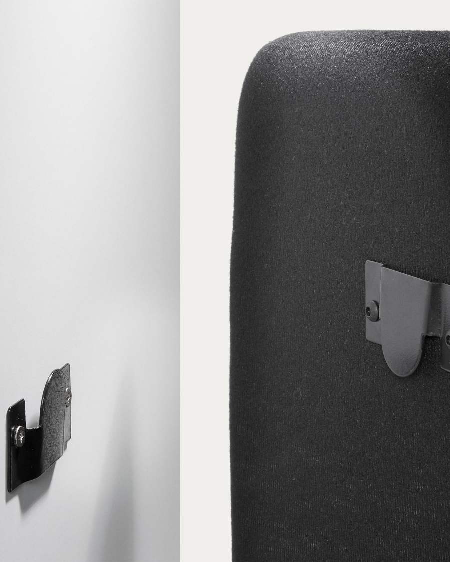 Dyla bed with removable cover in beige, with solid beech wood legs for a 90 x 190 cm mattress