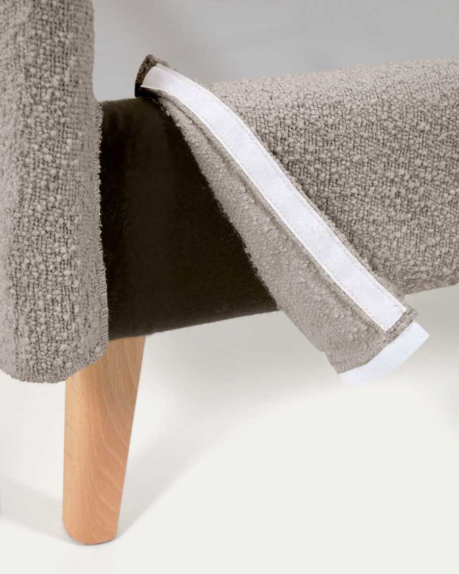 Dyla Bezug in hellgrauem Bouclé für Bett mit Matratze von 160 x 200 cm