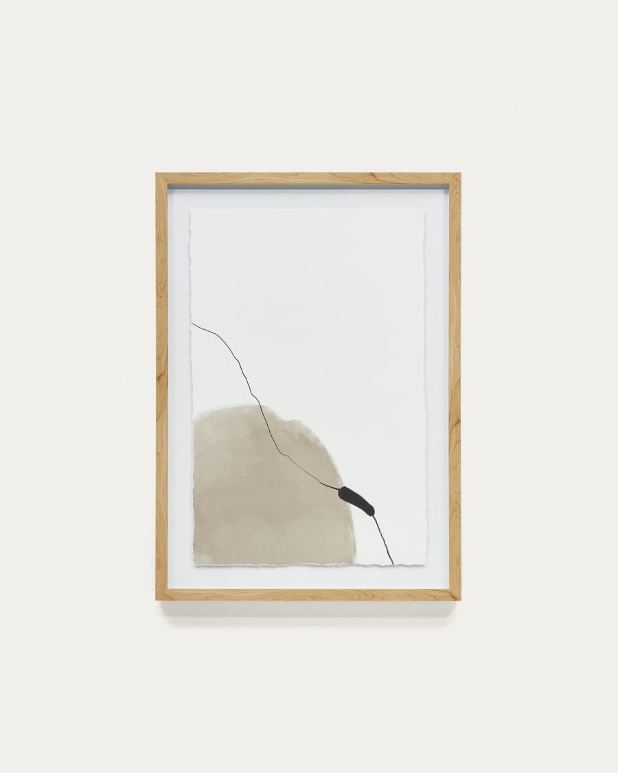 Torroella abstract painting in white and brown, 50 x 70 cm