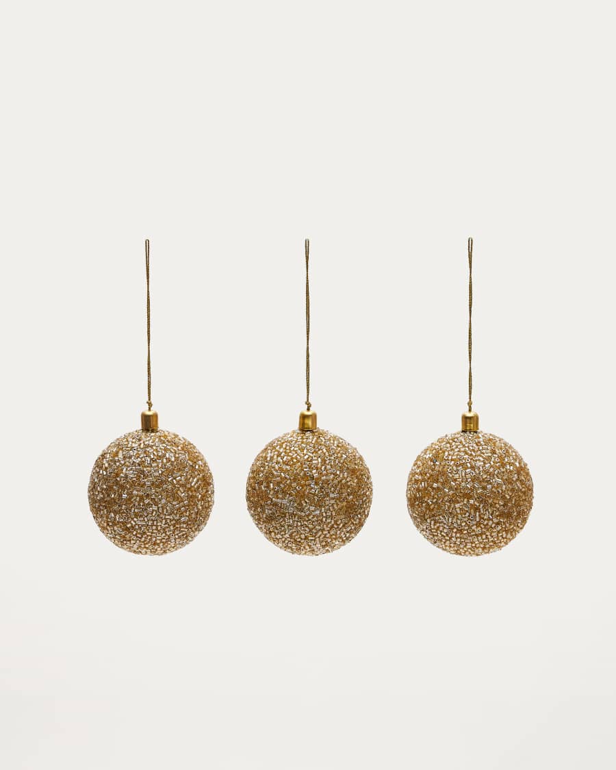 Briam set of 3 large gold decorative pendant balls
