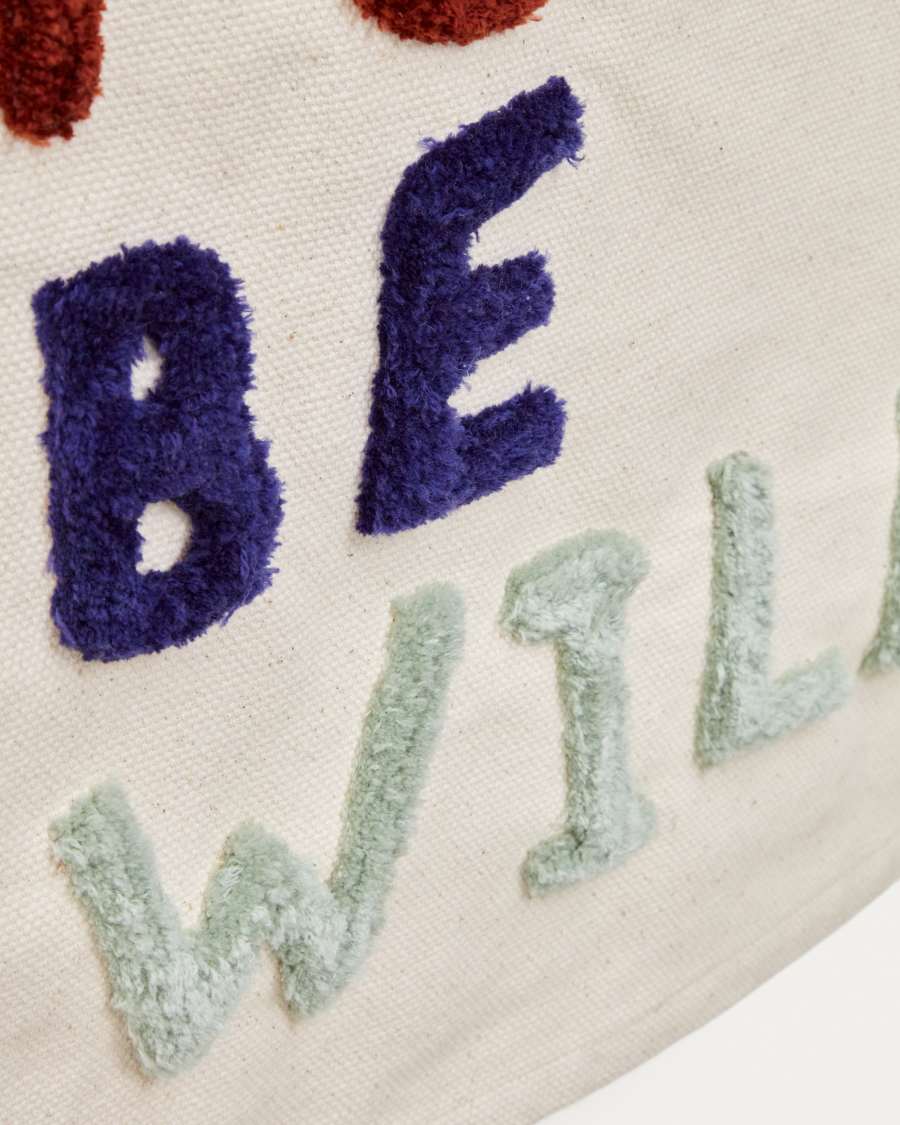 Tapisserie murale Zelda en coton blanc de lettres brodées multicolore 40 x 50 cm