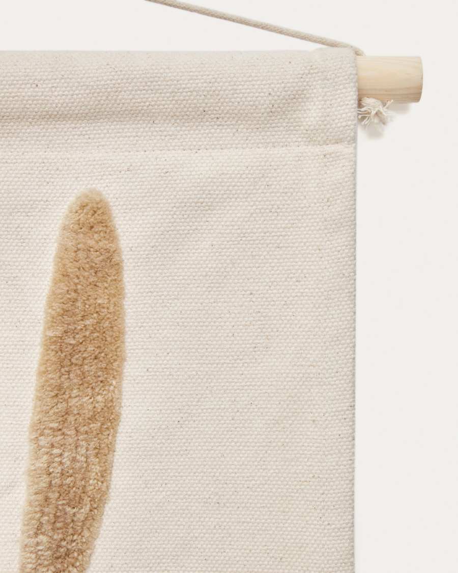 Tapeçaria de parede Yanil algodão branco com coelhinho e borlas rosa 40 x 30 cm