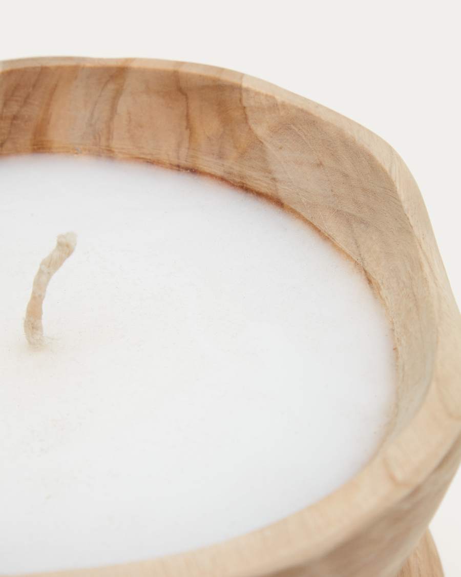 Maelia wooden candle with a natural finish Ø 20 cm