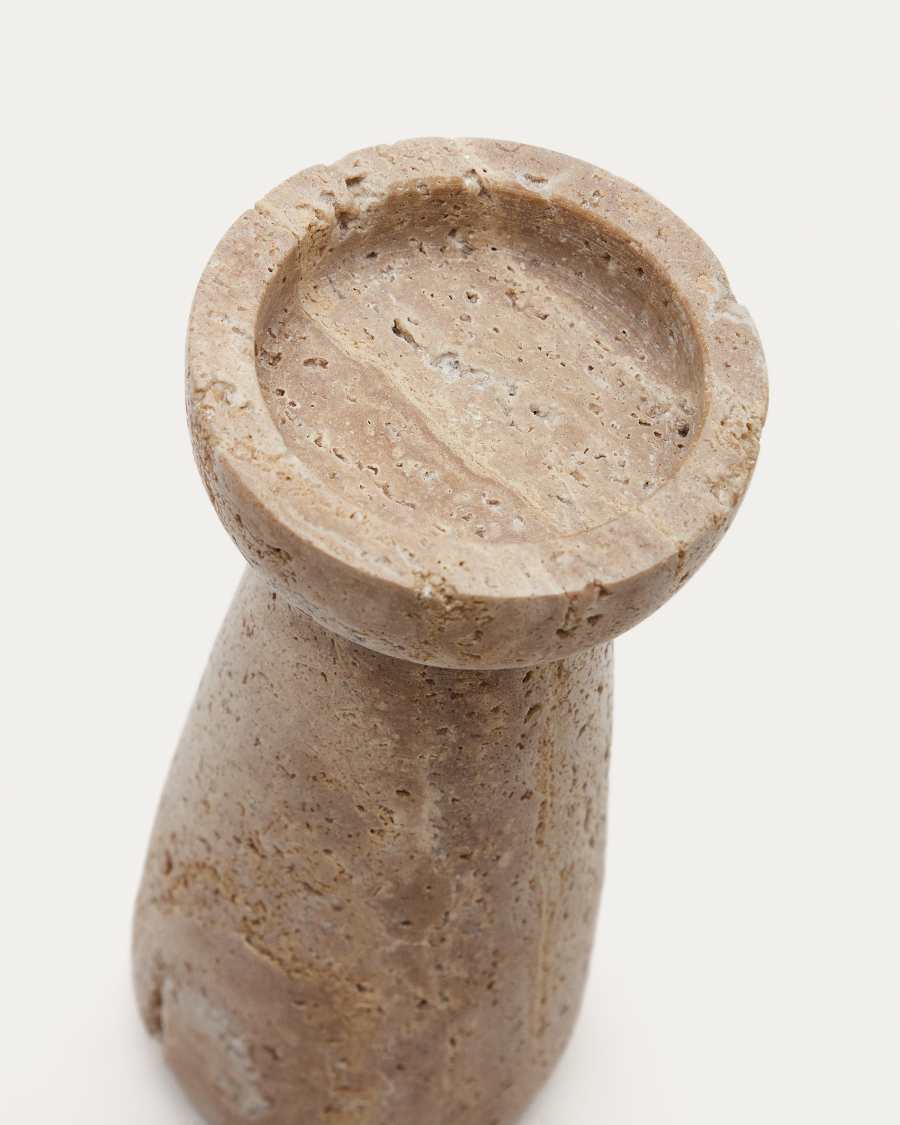 Magan small beige travertine candle holder x