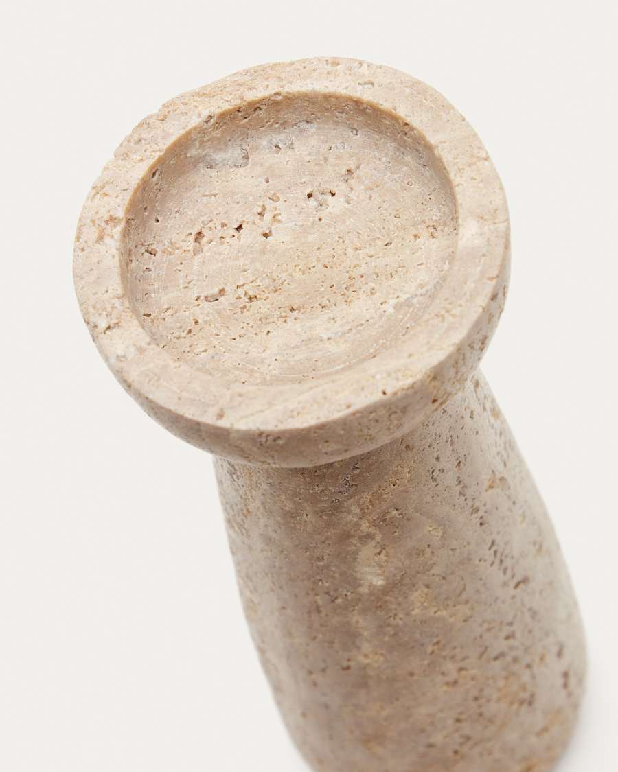 Magan large beige travertine candle holder x