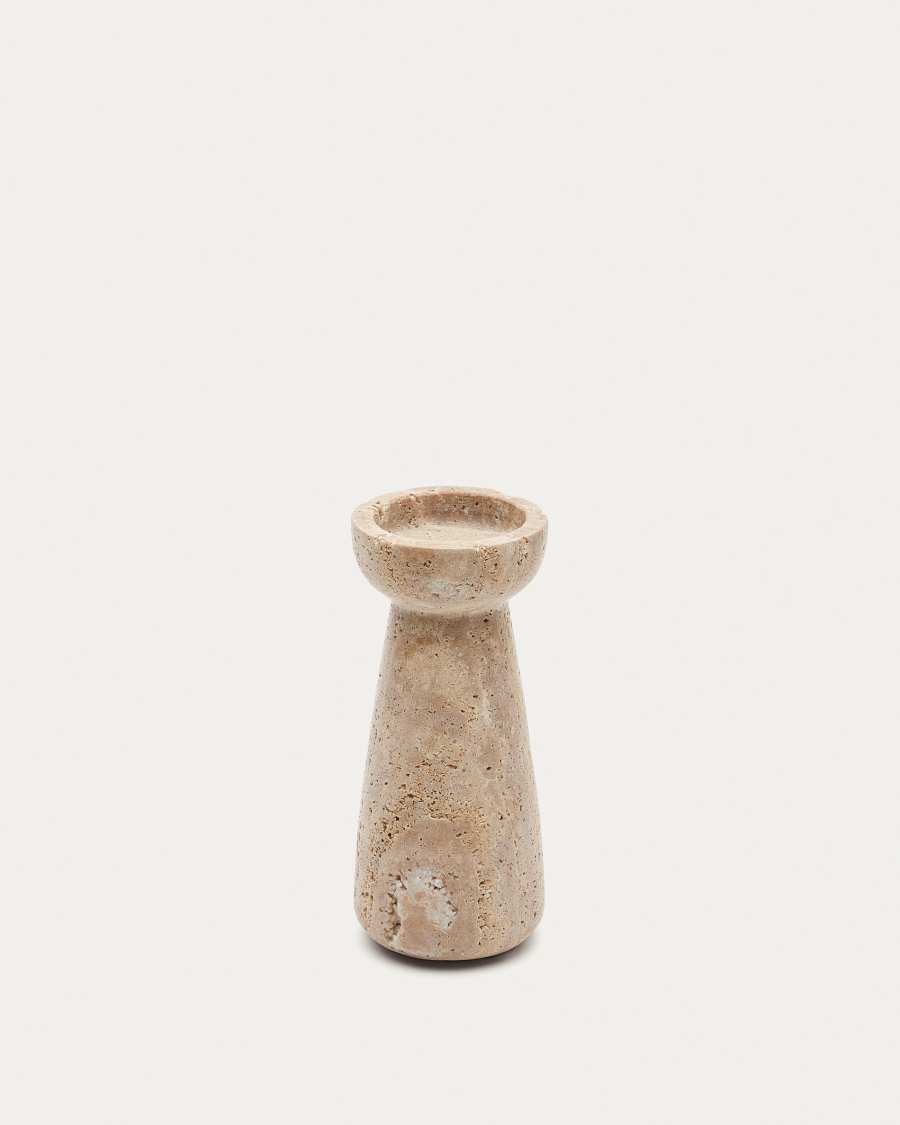 Magan small beige travertine candle holder x