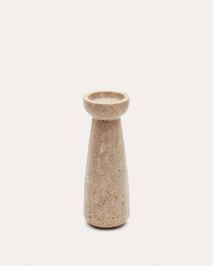 Magan large beige travertine candle holder x
