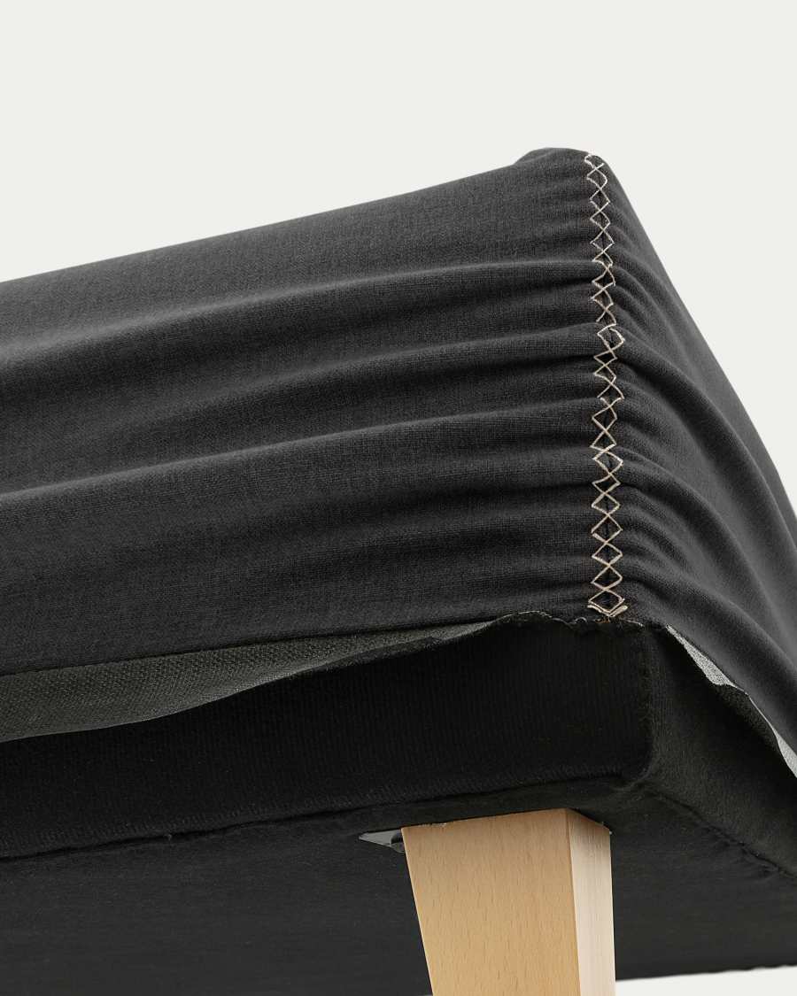 Nikos tall bed base in black with solid beech wood legs for a 150 x 190 cm mattress