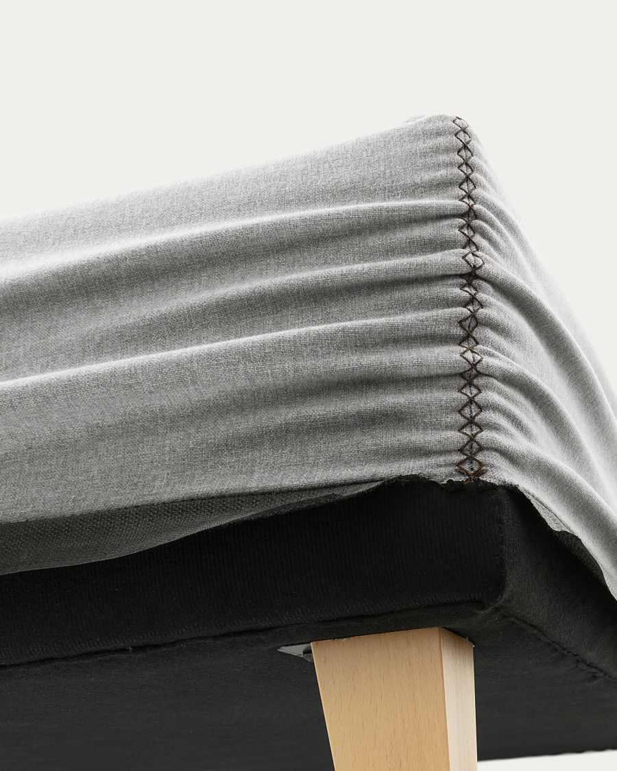 Nikos tall bed base in grey with solid beech wood legs for a 180 x 200 cm mattress