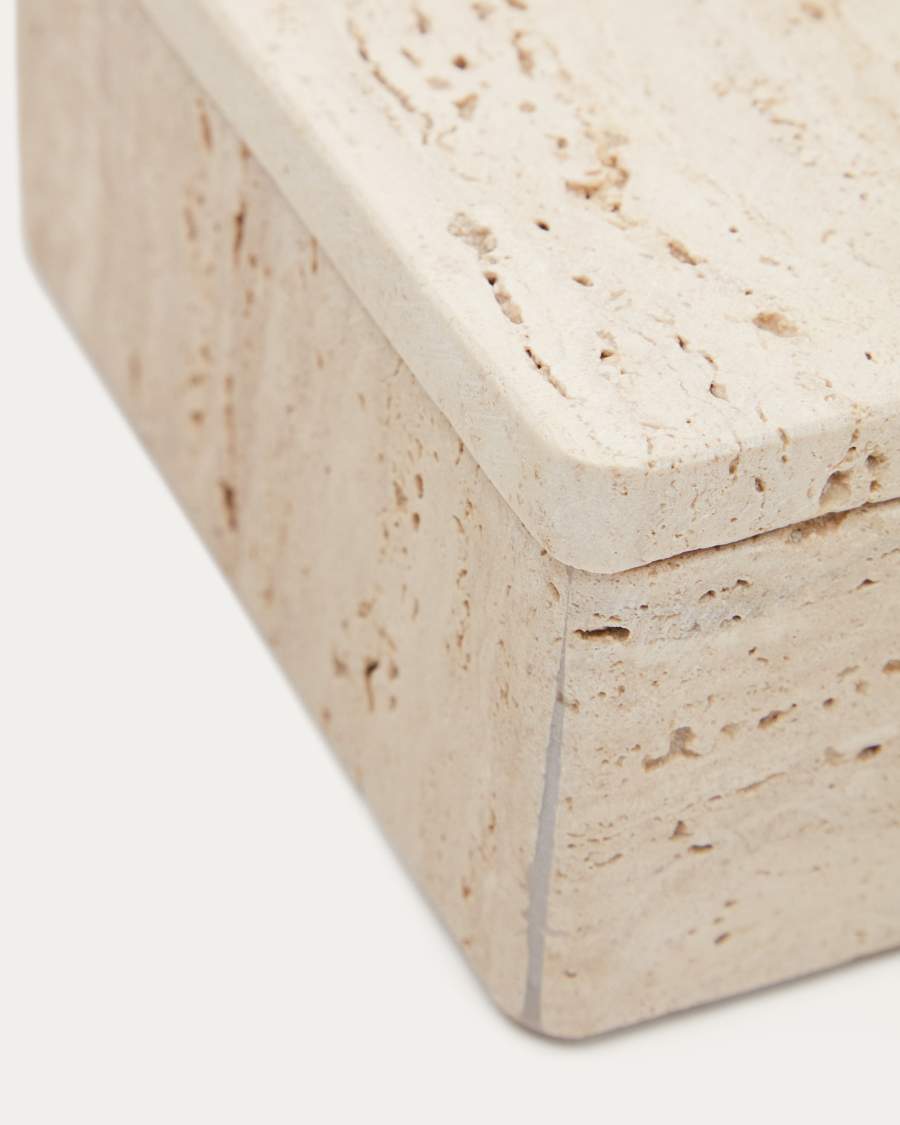 Boîte Macre en travertin beige