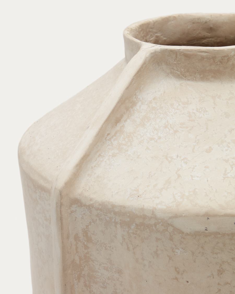 Meja Vase aus Pappmaché in Beige 47 cm