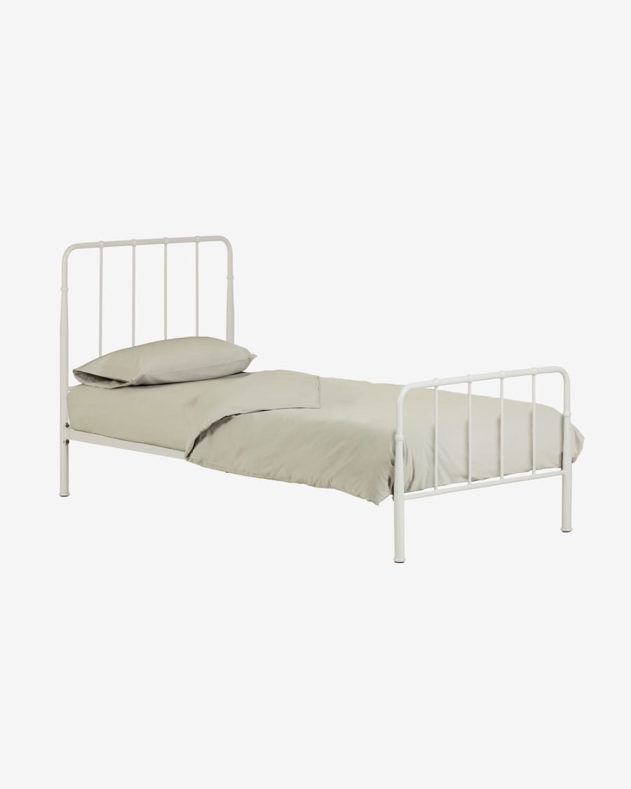 Naomy metal headboard with a white finish, for 90 cm beds