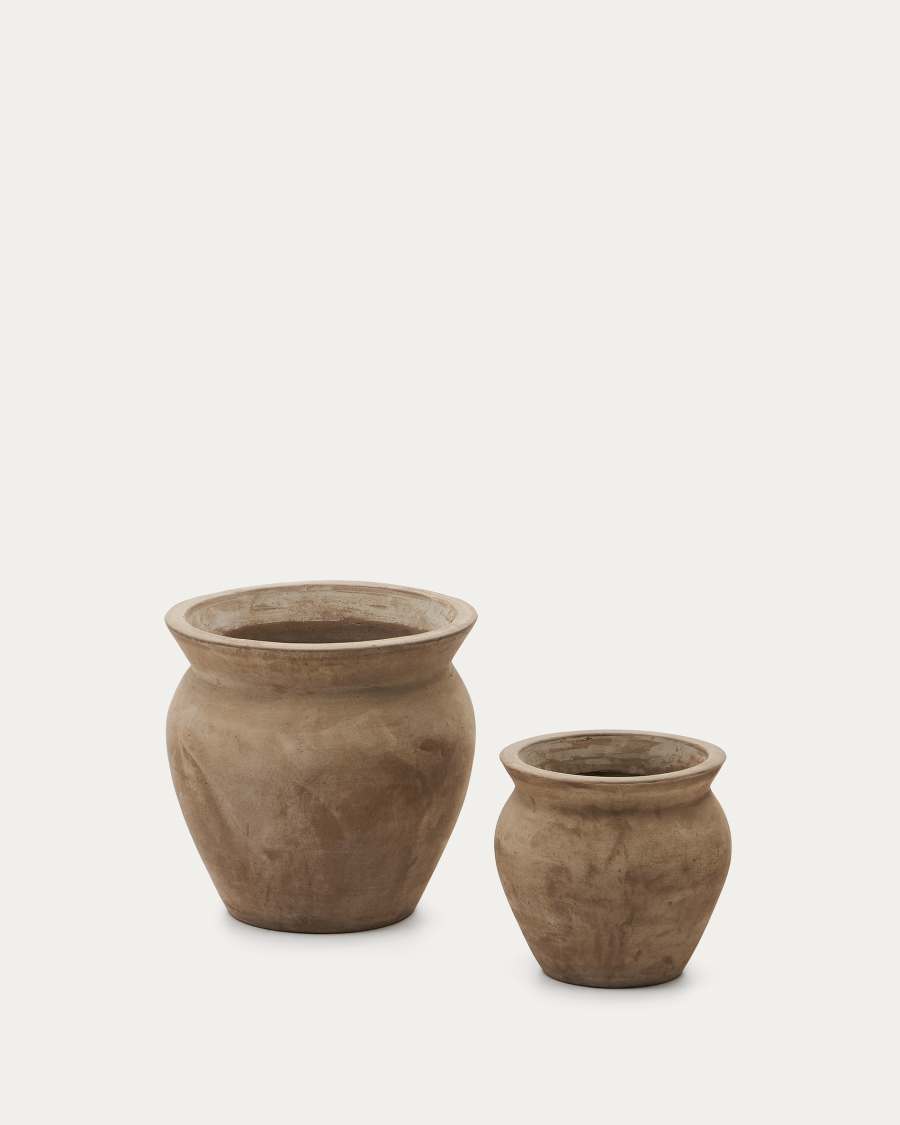 Binidali set of 2 terracotta planters with natural finish Ø 45 / 31.5 cm