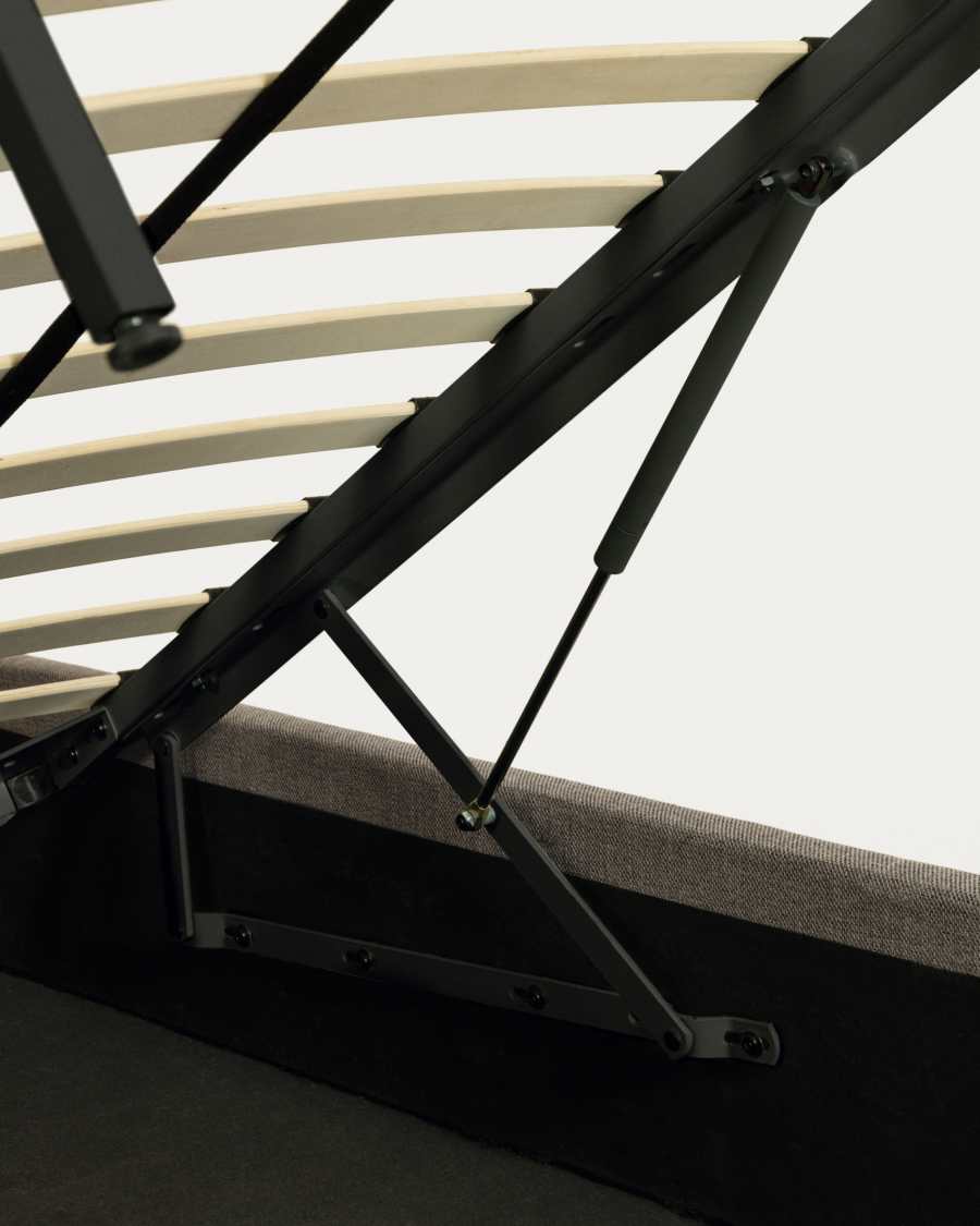 Bett Nahiri in Grau mit Klappbettkasten für eine Matratze von 160 x 200 cm