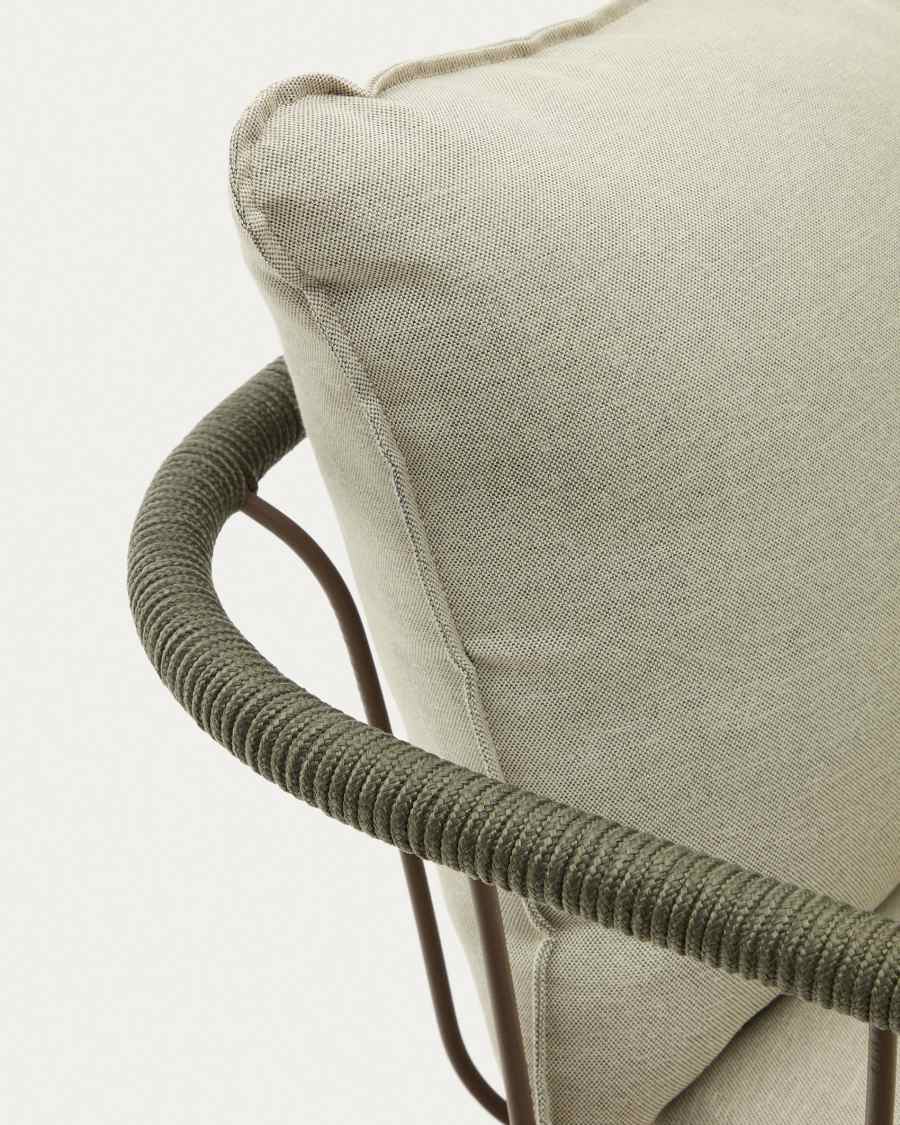 Divano a 2 posti Salguer in corda verde e acciaio verniciato marrone 134 cm