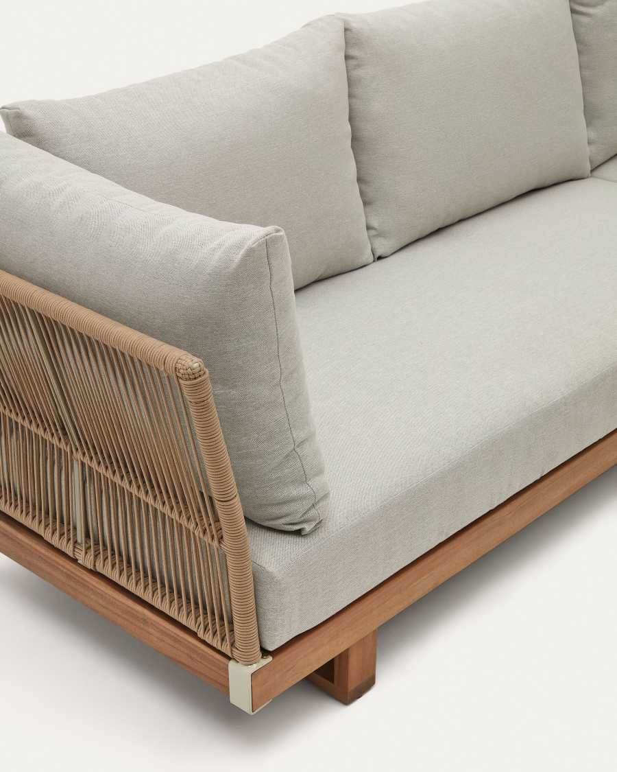 Set Raco divano ad angolo 5 posti e tavolino in legno massello di acacia