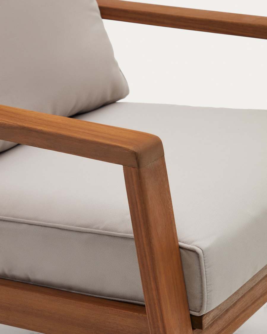 Ensemble Frares de canapé 2 places, 2 fauteuils et table basse en bois d'acacia