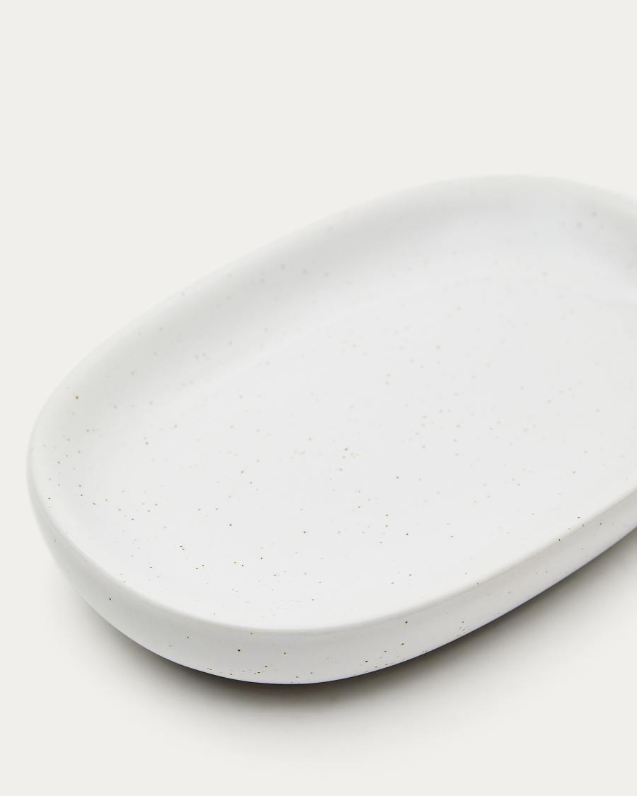 Selis Tray made of Beige and White Stoneware