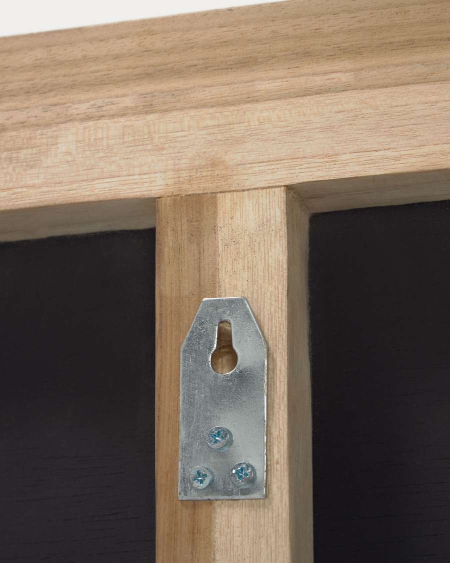 Natesa solid teak wood and leather headboard for a bed up to 160 cm