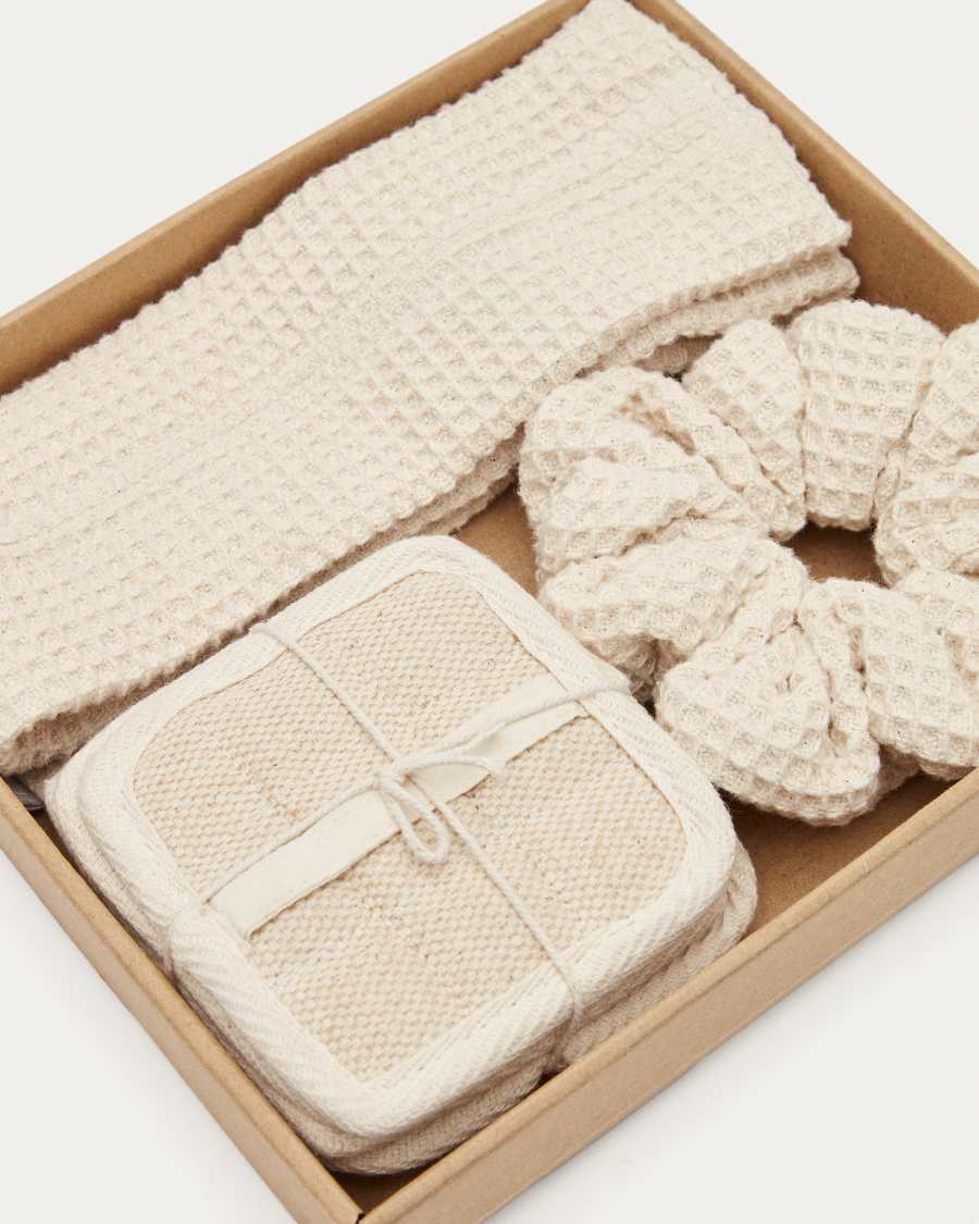 Set Menelik de tampons exfoliants pour le visage et le corps, turban et élastique pour les cheveux