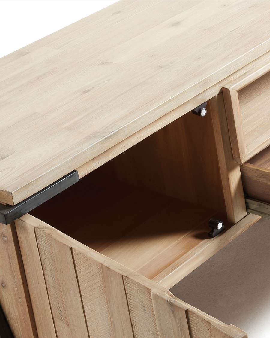 Moble TV Thinh 1 porta i 1 calaix fusta massissa acàcia i acer acabat negre 125 x 53 cm