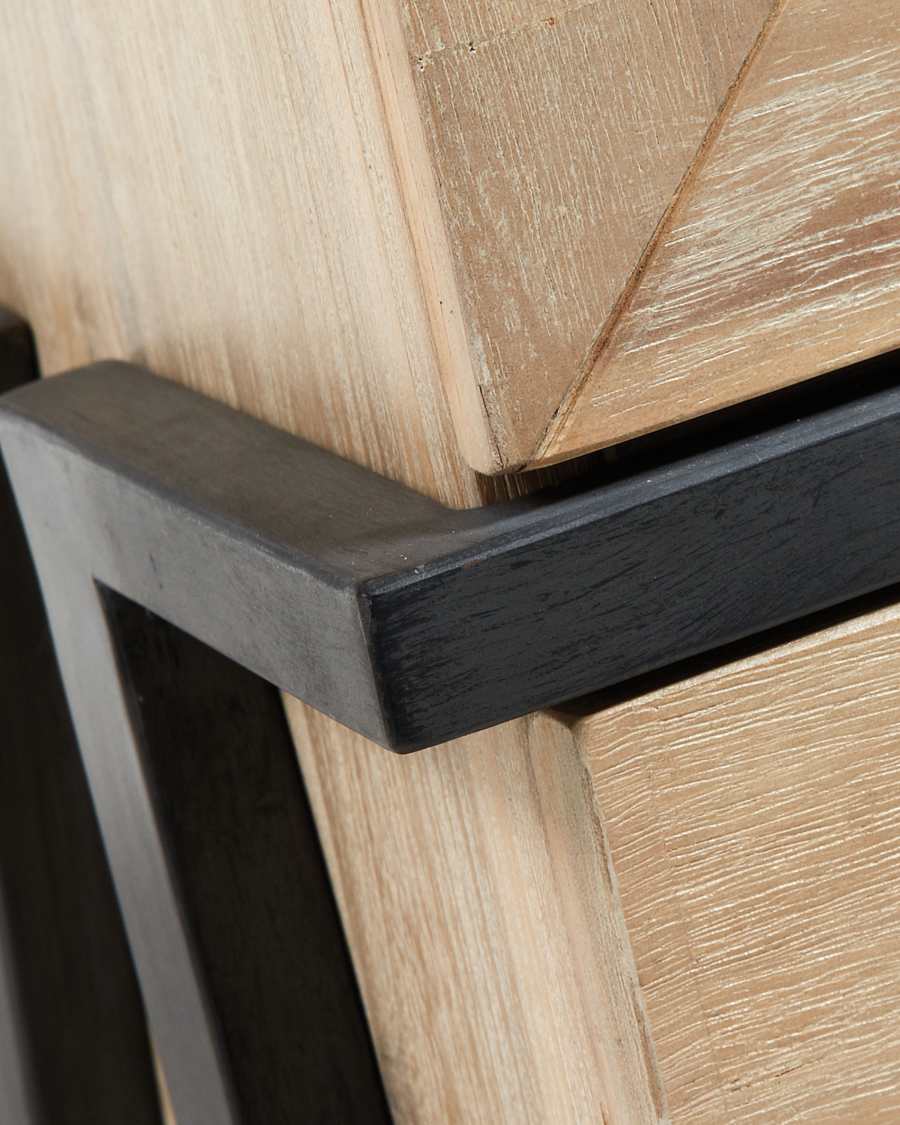 Thinh solid acacia wood display cabinet with steel legs in a black finish, 95 x 187 cm