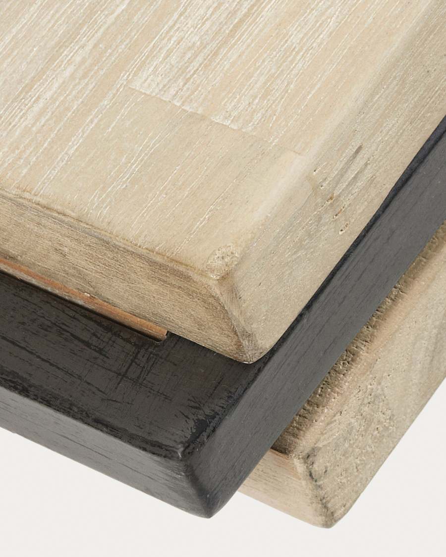 Mesa de centro Thinh de madera maciza de acacia y patas de acero acabado negro 125 x 70 cm