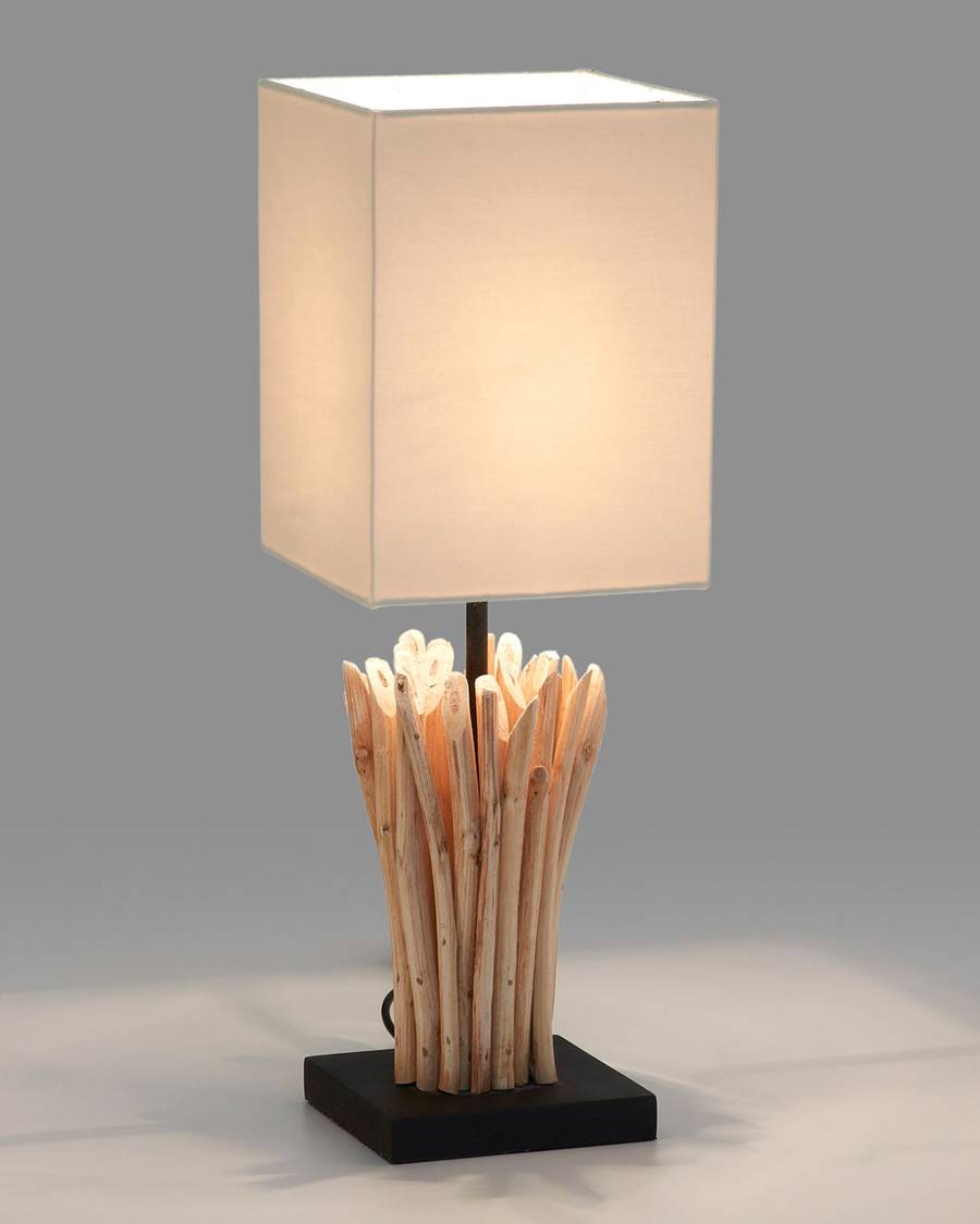 Boop table lamp made of solid red wood and rubberwood UK adapter