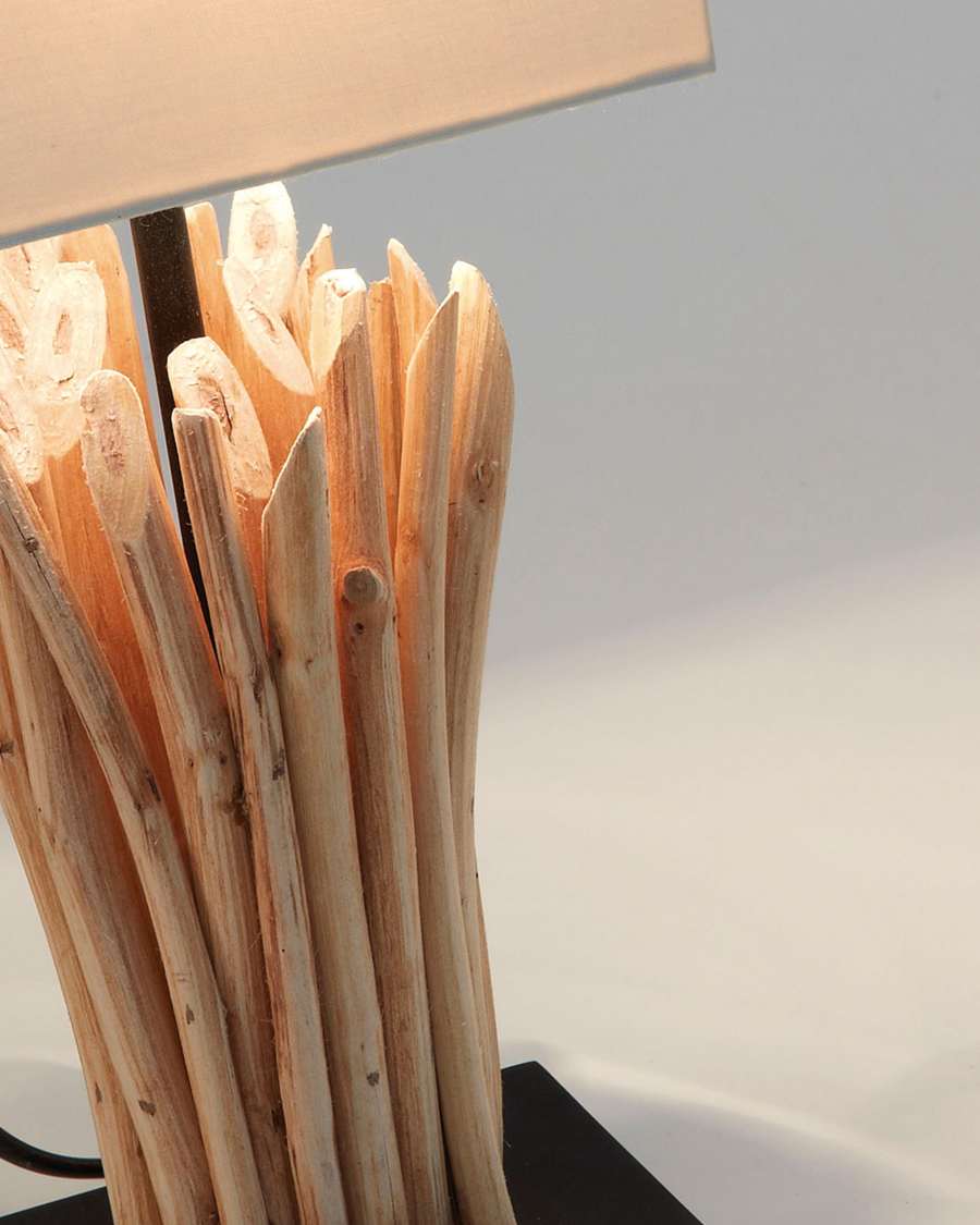 Boop table lamp made of solid red wood and rubberwood