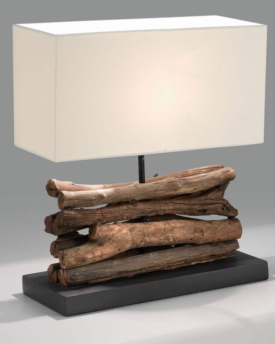 Sahai table lamp made of solid rubberwood UK adapter