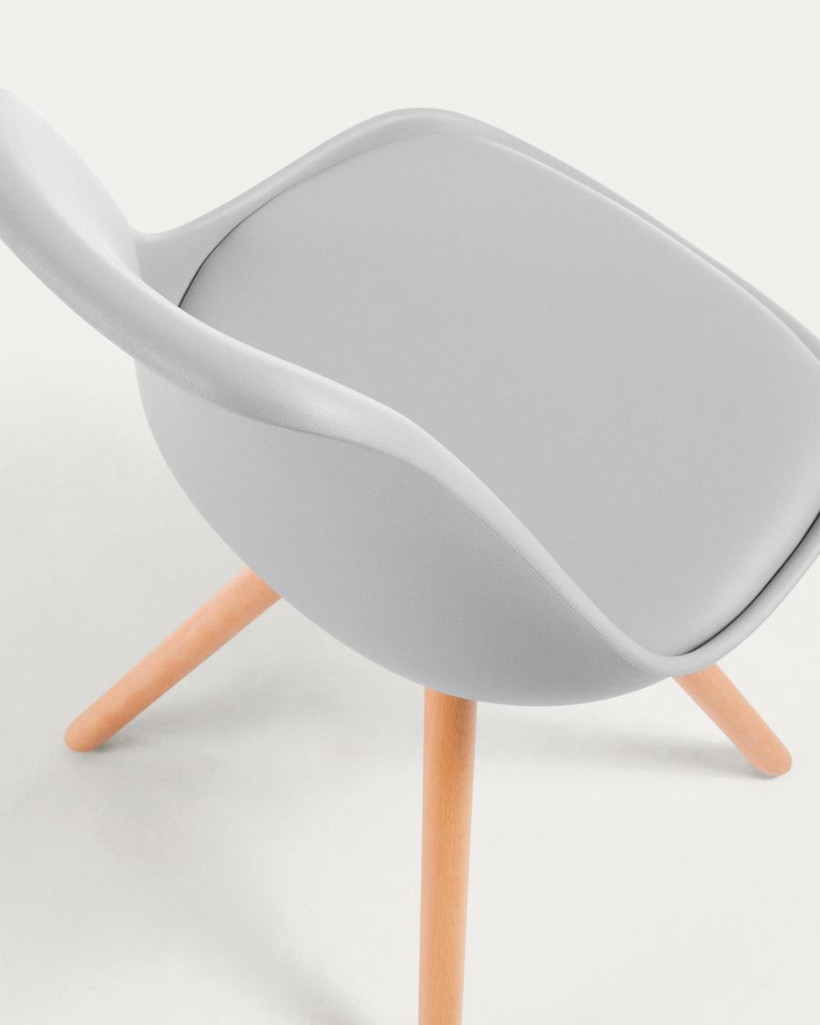 Chaise Ralf grise et pieds en bois