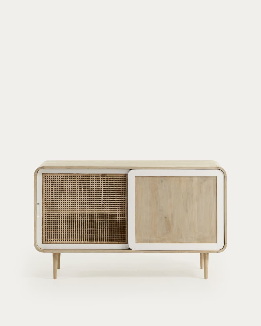 Georg massief mangohouten 2-deurs dressoir met riet, 135 x 80 cm