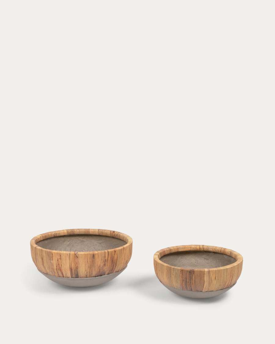Tirsa Set 2 Tafelaufsätze Wasserhyazinthe und Zement mit natürlichem Finish Ø 31cm/Ø 37cm