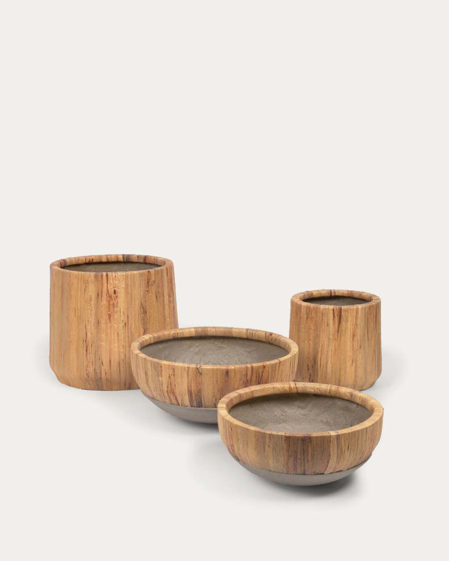 Tirsa Set 2 Tafelaufsätze Wasserhyazinthe und Zement mit natürlichem Finish Ø 31cm/Ø 37cm