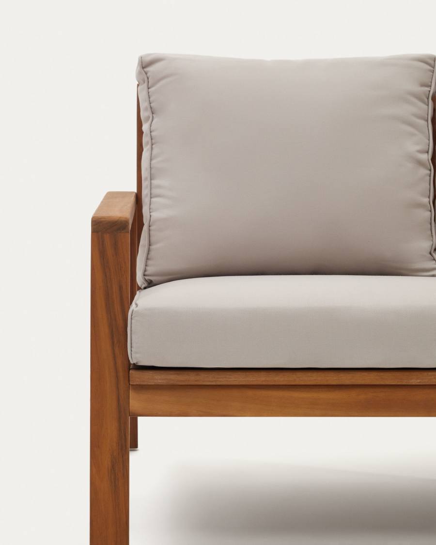 Ensemble Frares de canapé 2 places, 2 fauteuils et table basse en bois d'acacia