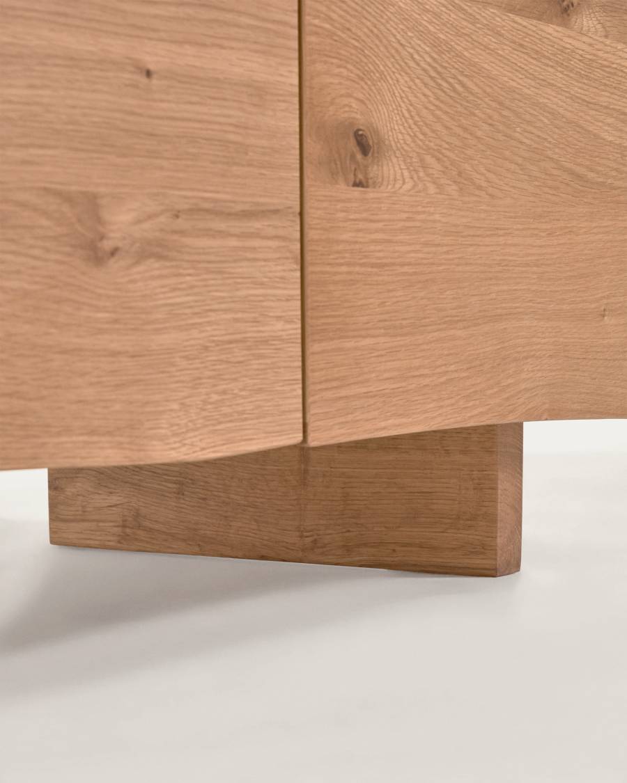 Rasha 4 door TV stand in oak veneer with natural finish, 160 x 45 cm