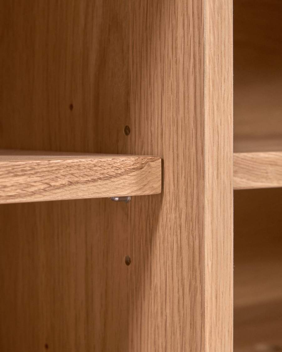 Rasha 4 door TV stand in oak veneer with natural finish, 160 x 45 cm