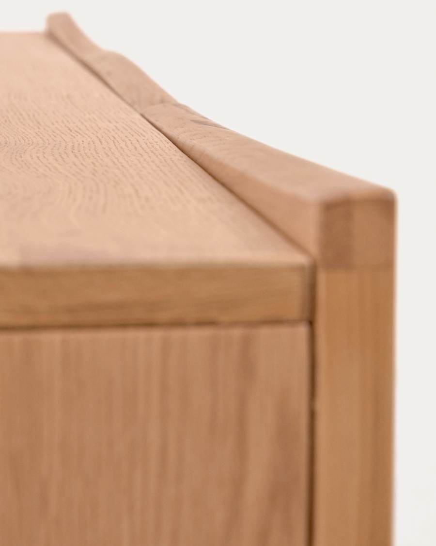 Rasha 4 door TV stand in oak veneer with natural finish, 160 x 45 cm