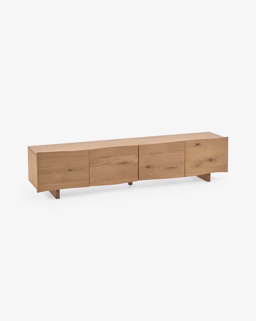 Rasha 4-door TV stand in oak veneer with natural finish 200 x 49 cm.