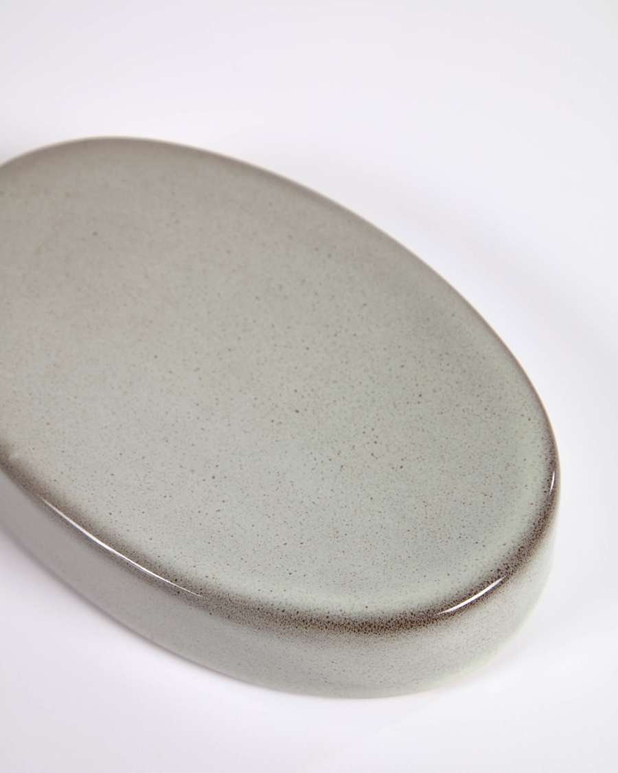 Chavela grey ceramic soap dish